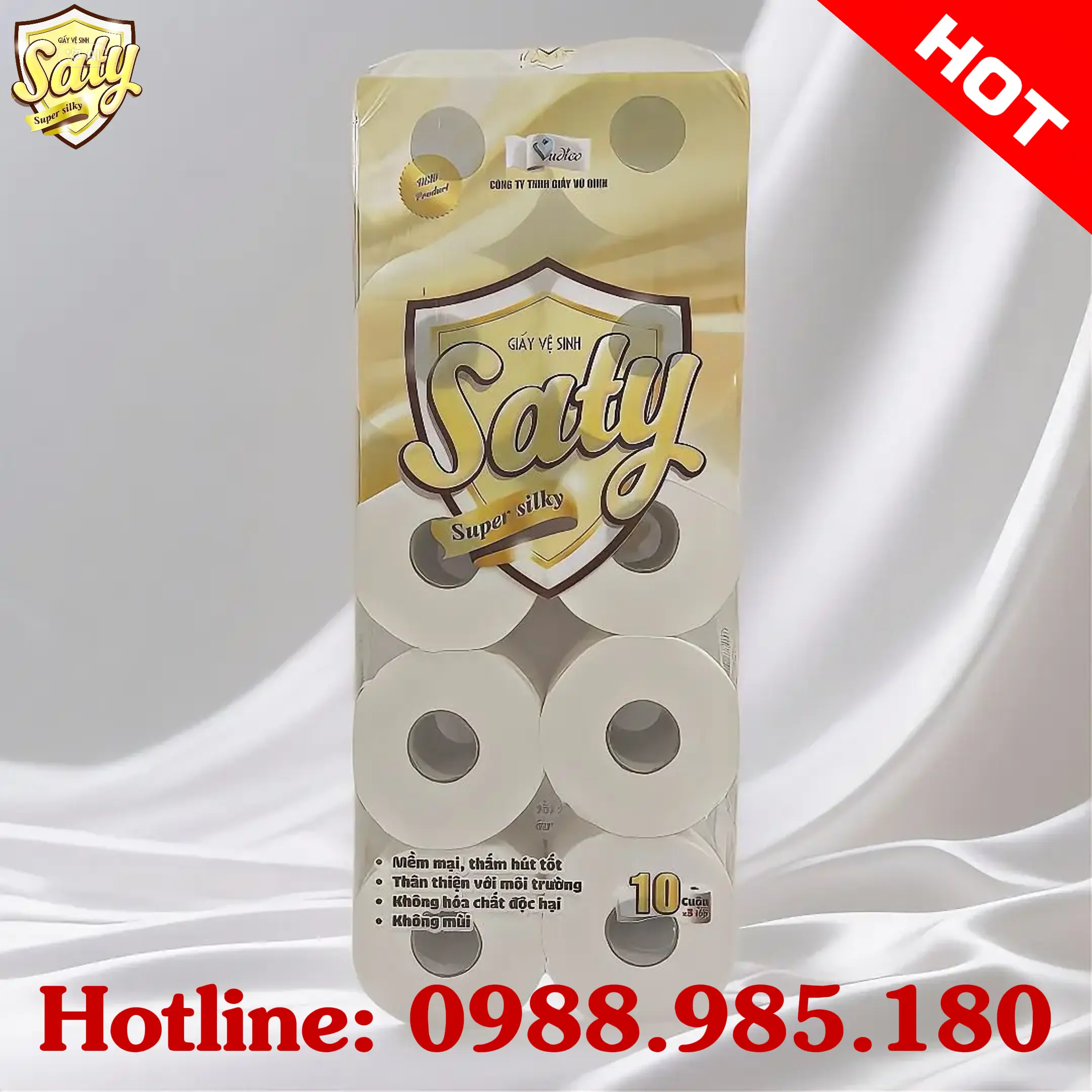 Giấy SATY Vàng 10 cuộn cao cấp